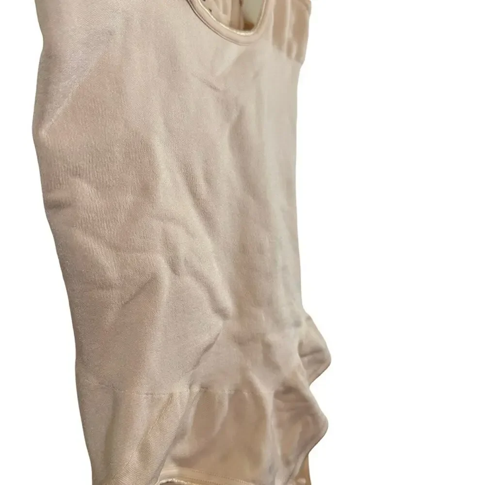 Assets by Spanx Shaping Open-Bust Bodysuit Beige Style 10247R Shaper Shapewear L